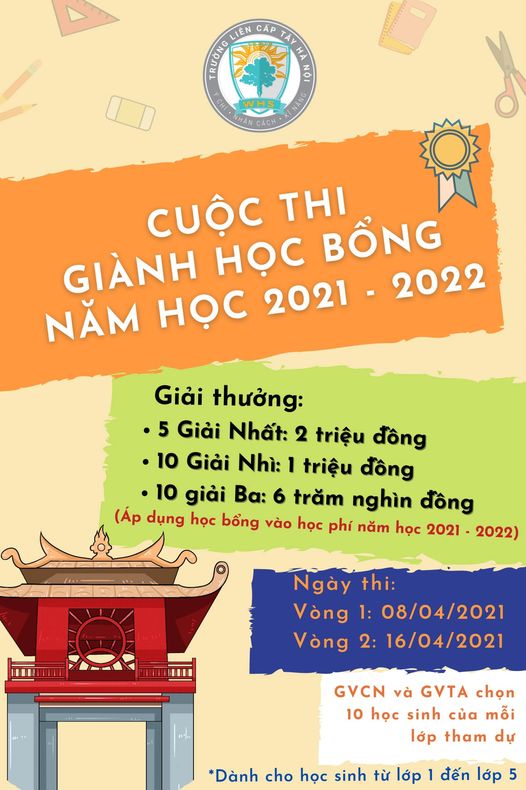 Cuộc thi giành học bổng khối Tiểu học năm học 2021 – 2022